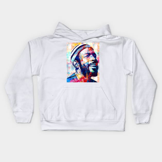 Marvin Gaye Abstract Paintings Kids Hoodie by AnKa Art